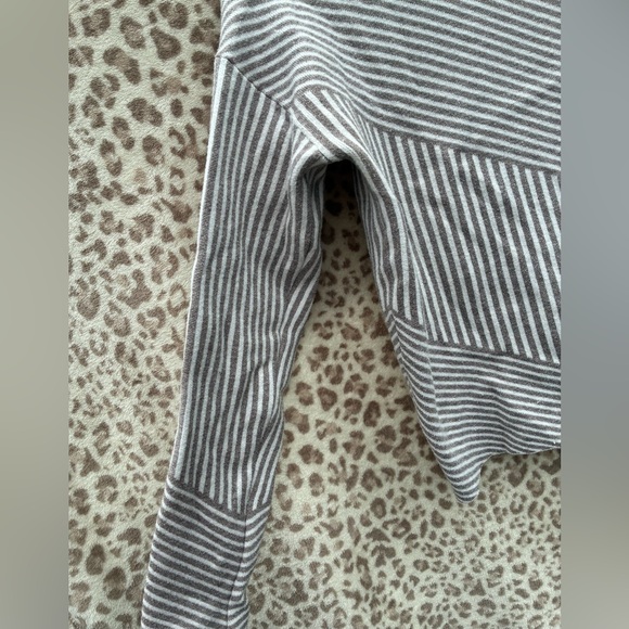 Striped Women's Sweater - Gray and Cream - Picture 3 of 4